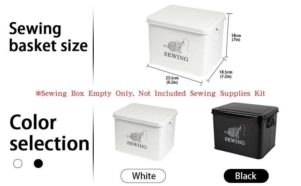 2-Tier Sewing Basket with Removable Tray - Organize Sewing Supplies, Scissors,, Pins & Clips in Style (Black)