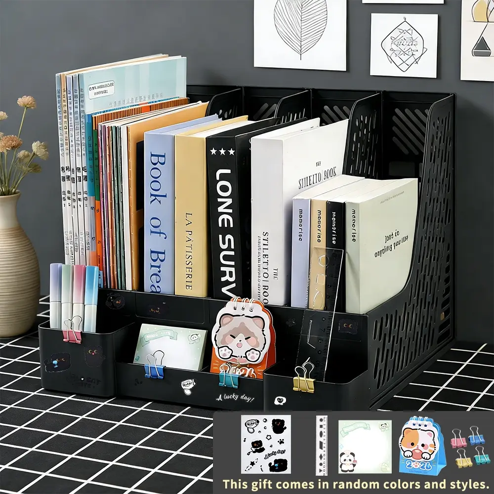 1 piece thickened bookshelf, removable bookshelf on desktop, file rack, file frame, file column, storage storage, rack office supplies, Desk Accessories, File Rack Organizer