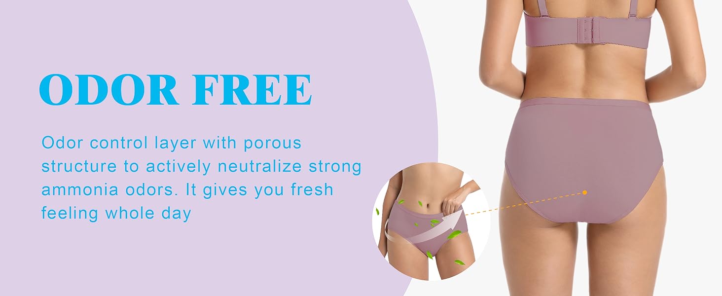 Absorbent Incontinence Underwear for Women Washable Urinary Leak Proof Brief Cotton 56 ML for Maternity Postpartum (Dark Blue L)