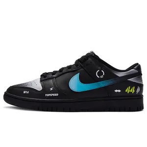 Nike Dunk Low Custom Racing Theme Hand-Painted Black-and-White Low-Top Sneakers for Men and Women Verifiable, with credentials and supporting global authentication
