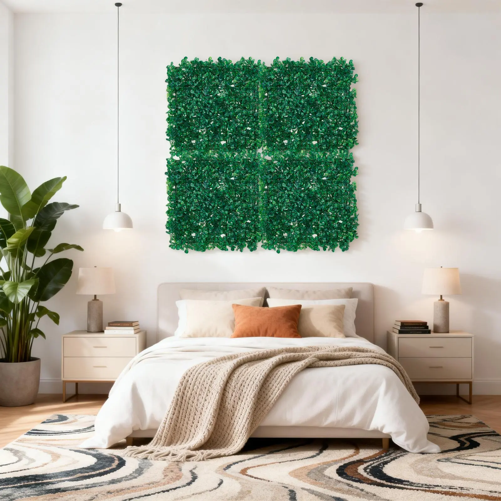Artificial Ivy Panel Set, Artificial Green Wall Panels,Grass Green Fake Plant Wall Panels, Modular Matte Finish Foliage for Indoor Home Garden Decoration