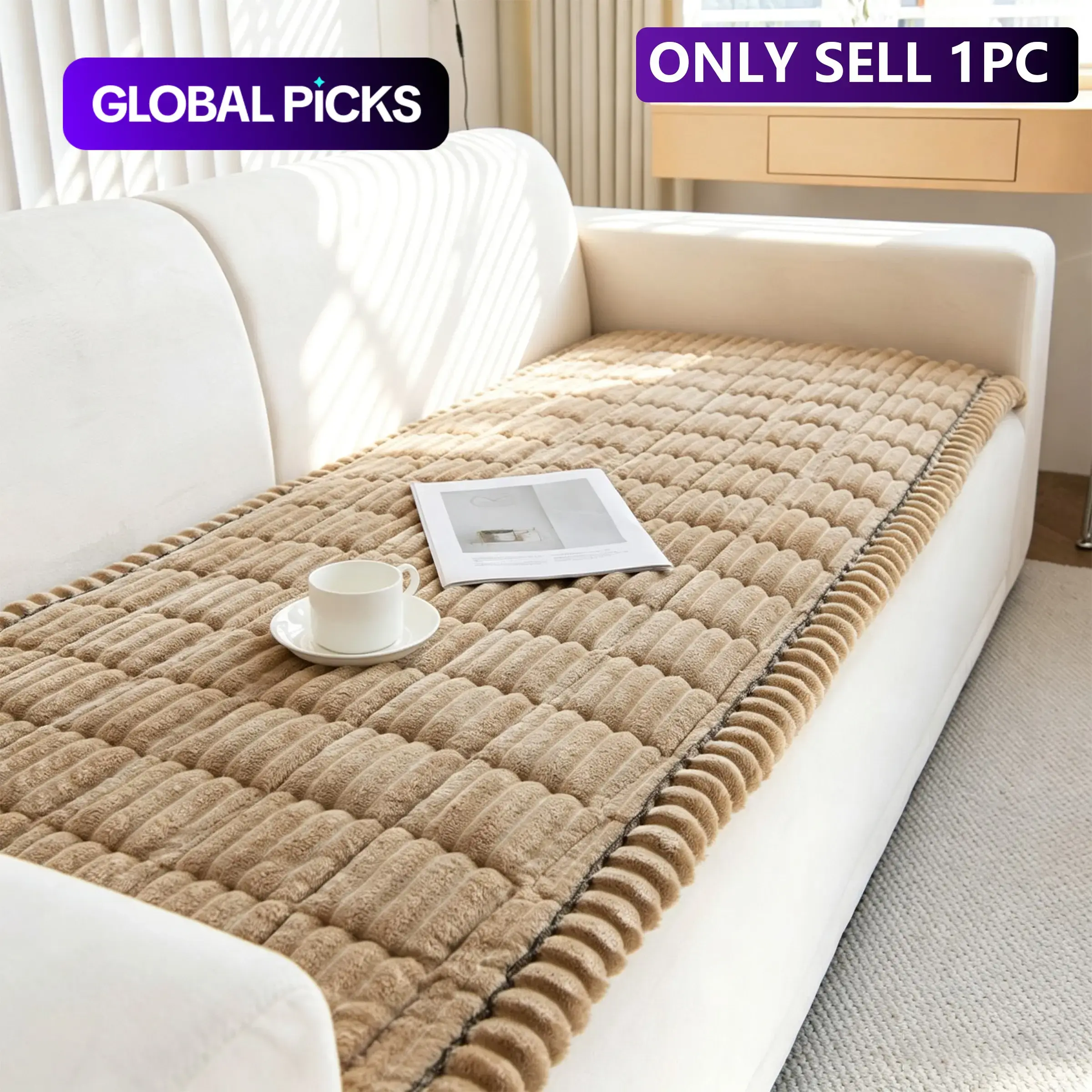 1-Piece Plush Sofa Cushion, Couch Protector for Living Room, Soft Sofa Protector, Machine Washable, Pet Furniture Protector, Dust-Proof & Stain-Resistant Sofa Slipcover, Fits 2/3/4-Seater Sofas #GLOBAL PICKS