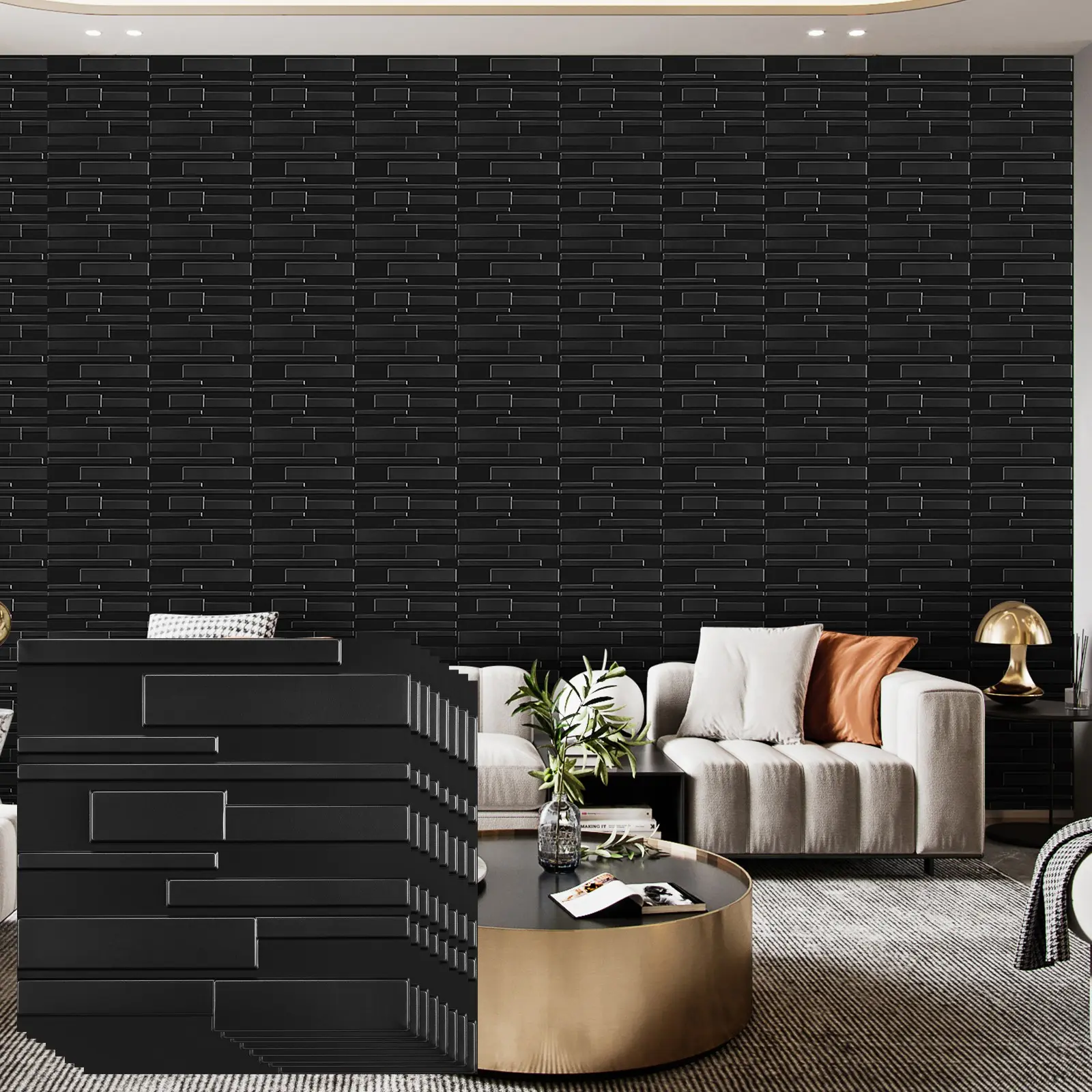 3D Wall Panels, Decorative Wall Panels, 11.8” x 11.8" PVC Wall Panel for Wall, 3D Fluted Wall Panels PVC Panels Wall, White/Black