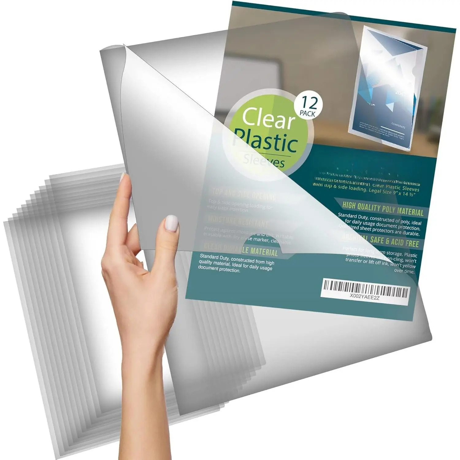 12 Pack of Clear Project Pocket Sleeves, 9" X 14.5" Legal Size Transparent Plastic Folder Protectors for Documents, Files and Papers,