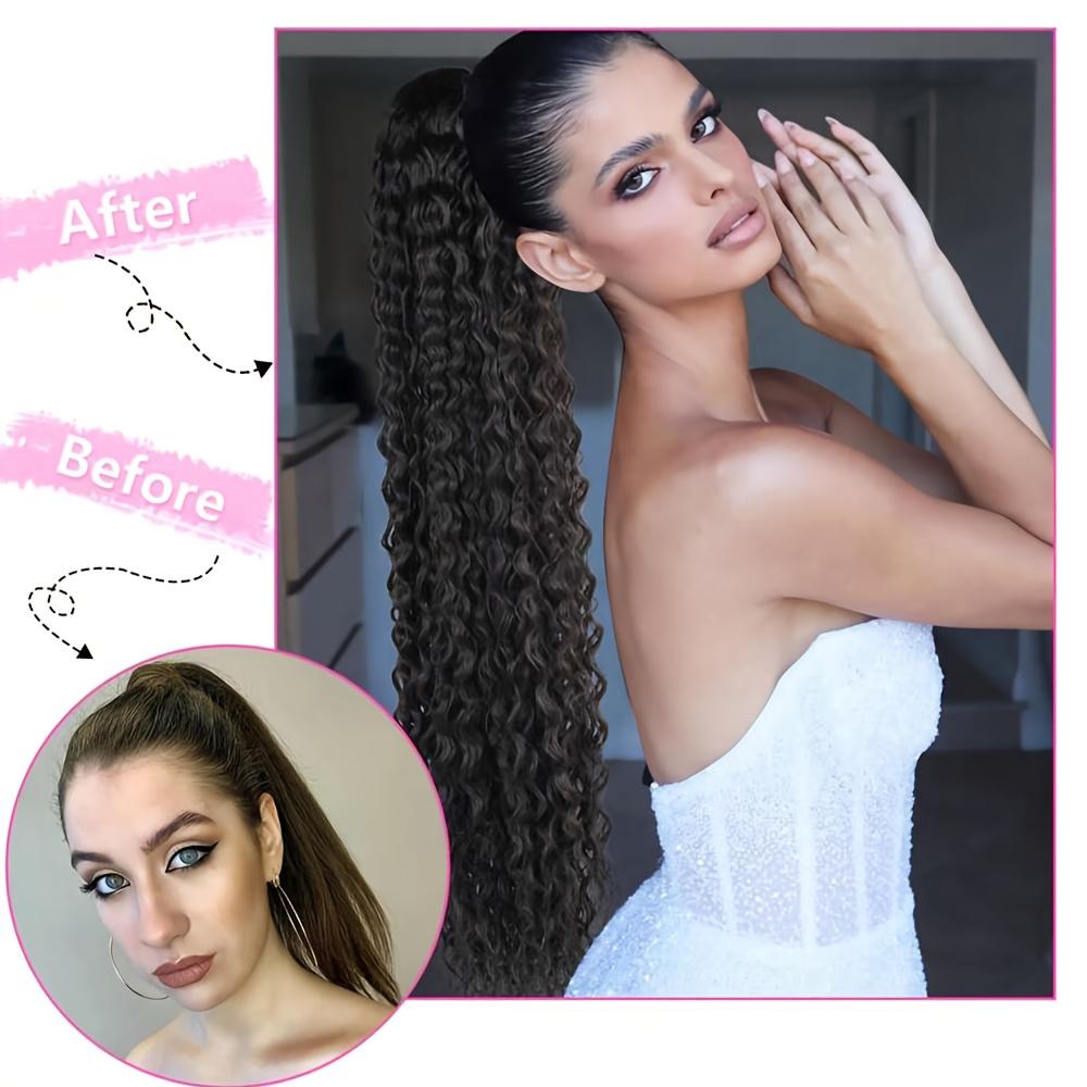 22inch Synthetic fiber wavy drawstring ponytail wig, suitable for women's hair extensions