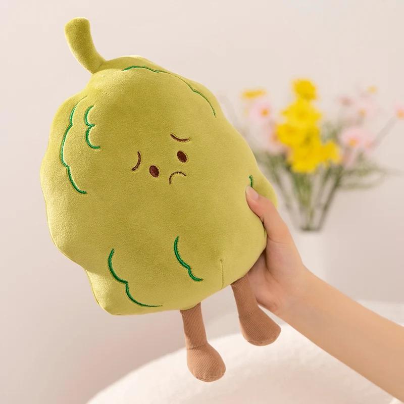 Creative Fruit Plush Toy Watermelon Durian Cantaloupe Balsam Pear Doll Stuffed Pillow Kawaii Room Decor Activity Gift