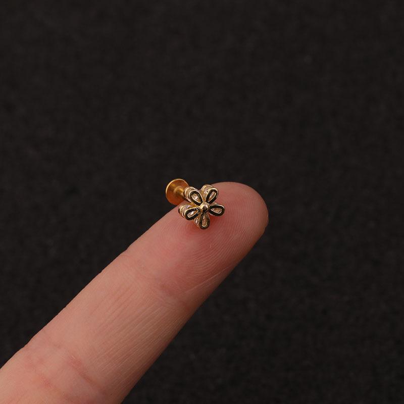 24Pcs 16G Gold CZ Internally Threaded Labret Set, 316L Stainless Steel Cartilage Stud Pack, Hypoallergenic Internally Threaded Nose Studs for Women Men