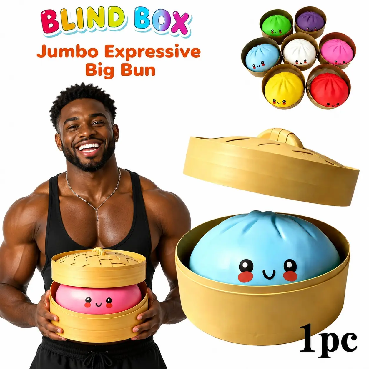 Expressive Big Dumpling Mystery Blind Box, Soft Tpr Bun Fidget Toy, Stress Relief Unboxing Surprise, Halloween Gift for Kids
