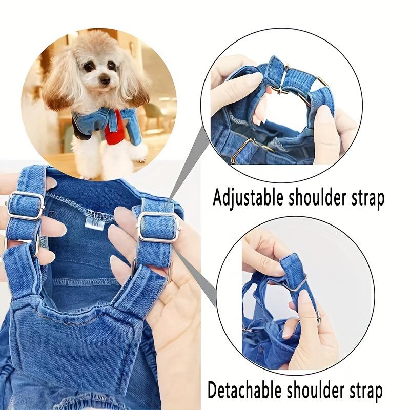 Fits XS to XL Sizes Pet Dog Denim Overalls - Suitable for All Seasons, Perfect for Small Breeds