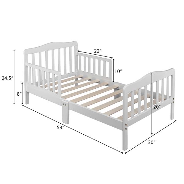 Toddler Bed with Safety Rails, Solid Wood Kids Bed Frame, Low Profile Montessori Floor Bed for Boys and Girls, 135*75*62.5cm