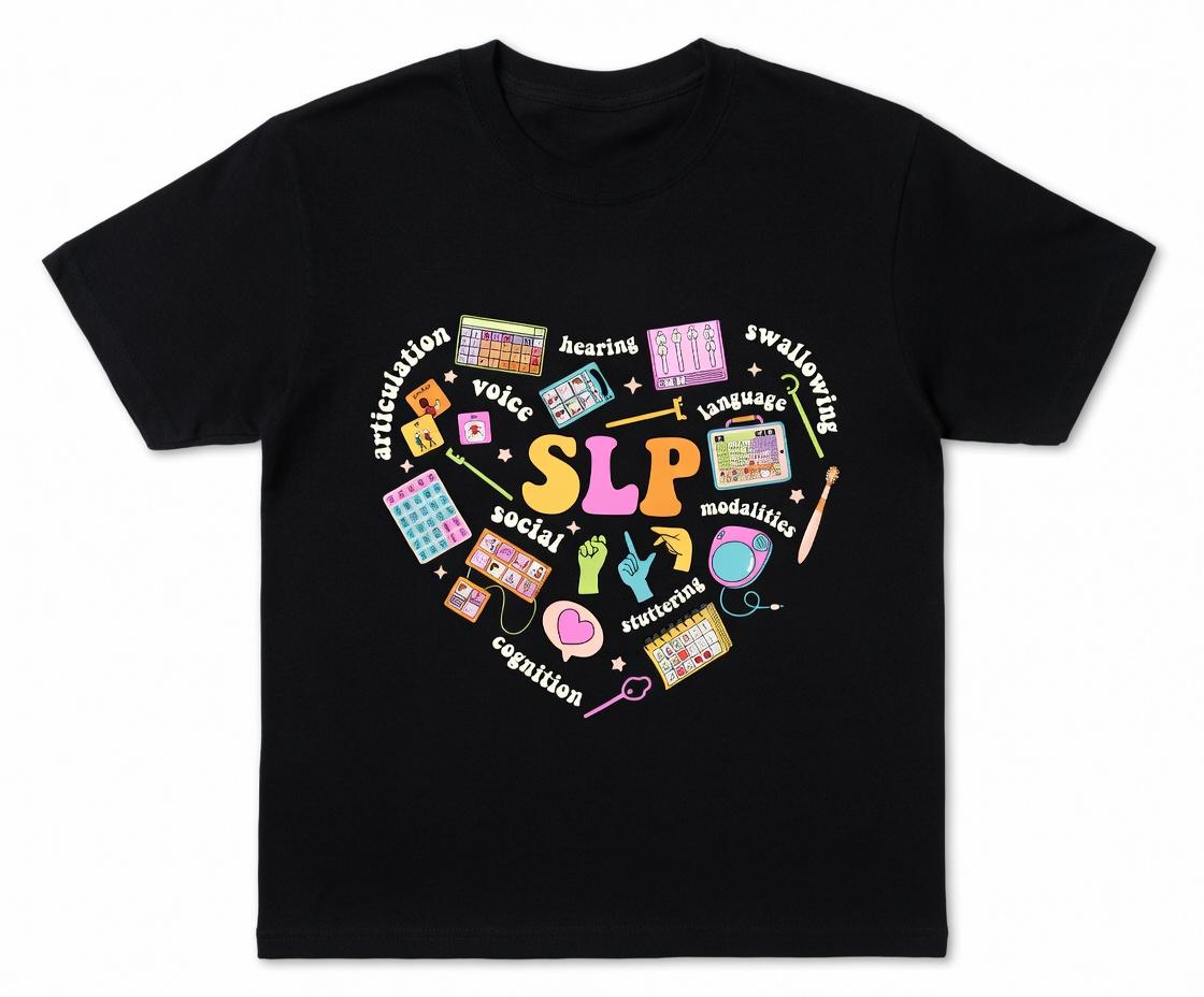 Speech Language Pathologist Heart T-Shirt SLP Gift Tee Speech Therapist Graphic Shirt Your Words Matter Therapy Tee Clinical Professional Apparel