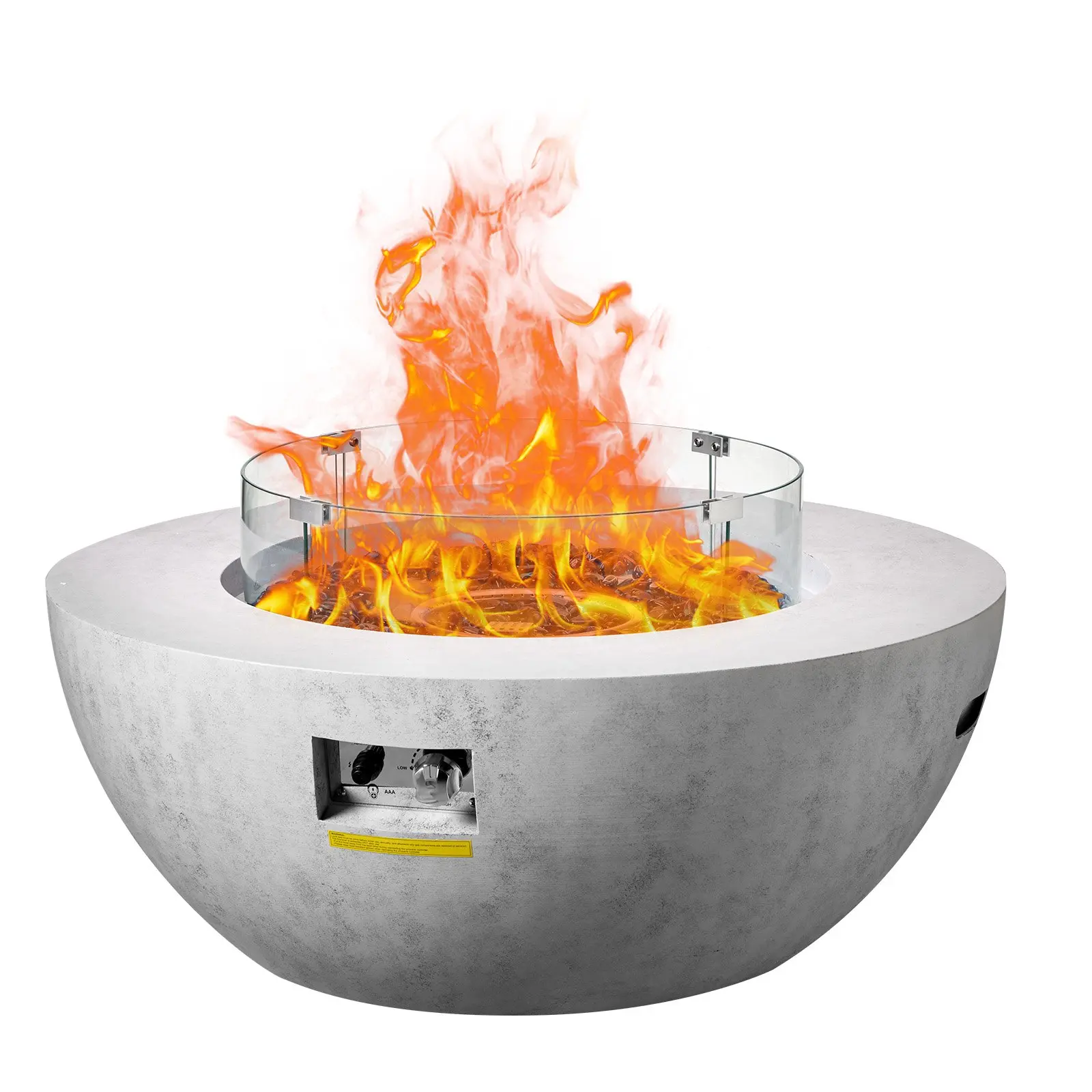 VEVOR Smokeless Stainless Steel Propane Fire Pit Complete Kit - 39 In Outdoor Concrete Tabletop Round Gas Firepit with Lava Rocks, Lid, Weather Resistant Rain Cover, Adjustable Flame Height, 50000 BTU for Large Groups, Vibrant Flames