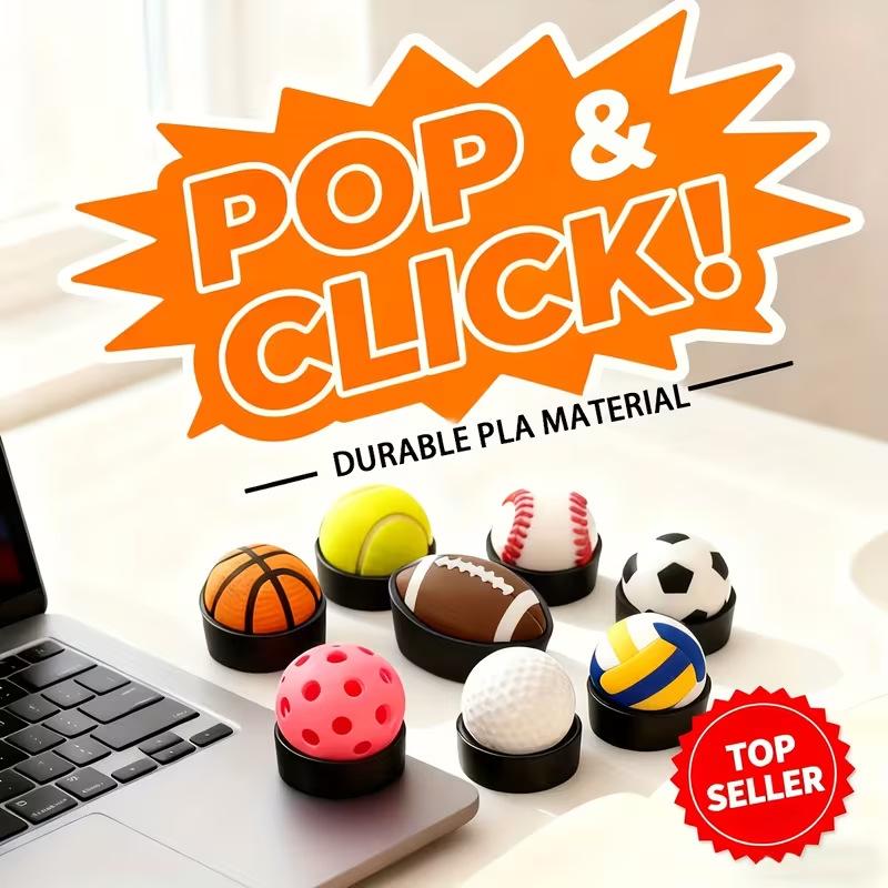3D Printed Ball Clicker Keychain Basketball Soccer Fidget Toy Bag Charm Stress Relief Pendant