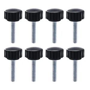 8pcs M4 x 40mm Metric Male Thread Black Knurled Thumb Screw Clamping Knobs Plastic Grip Threaded Knobs