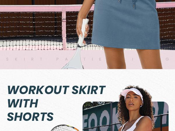 Casly Lamiit Women's Pocket Sports Shorts - Cotton French Terry Fabric Elastic Waistband Summer Fitness Casual Home Wear High Waisted Skort White Skort #Springfresh