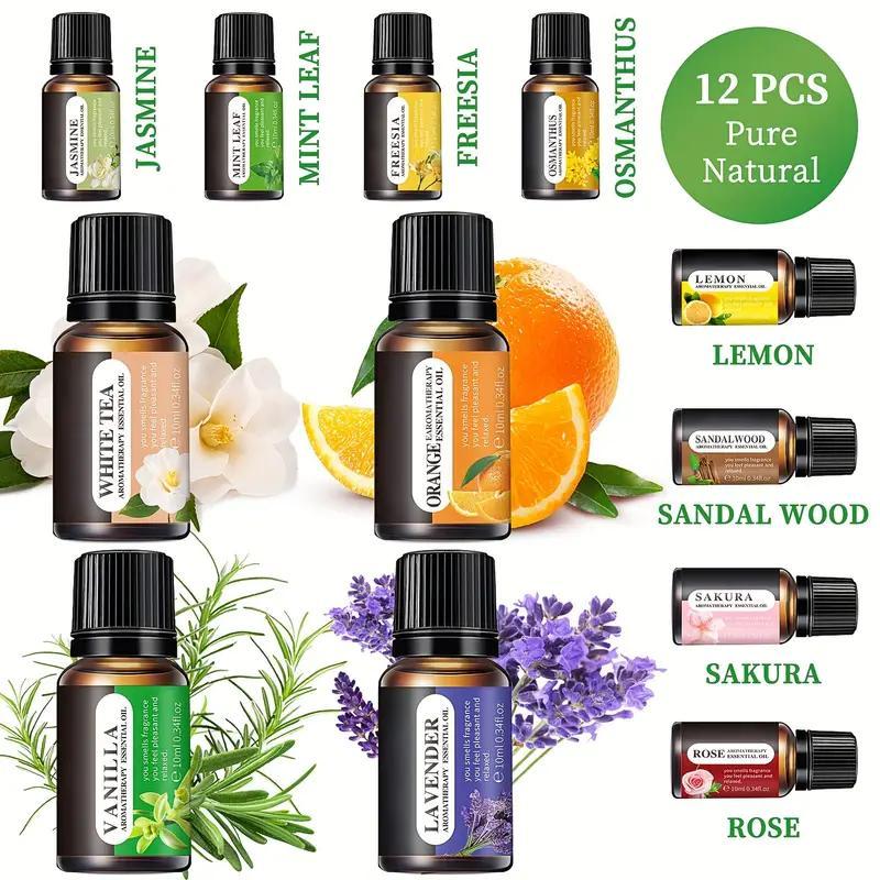 Essential Oil Blend for Home Care & Aromatherapy, Includes Peppermint Leaf, Tea, Lavender, Lemon, Jasmine, Perfect Therapeutic Gift Set