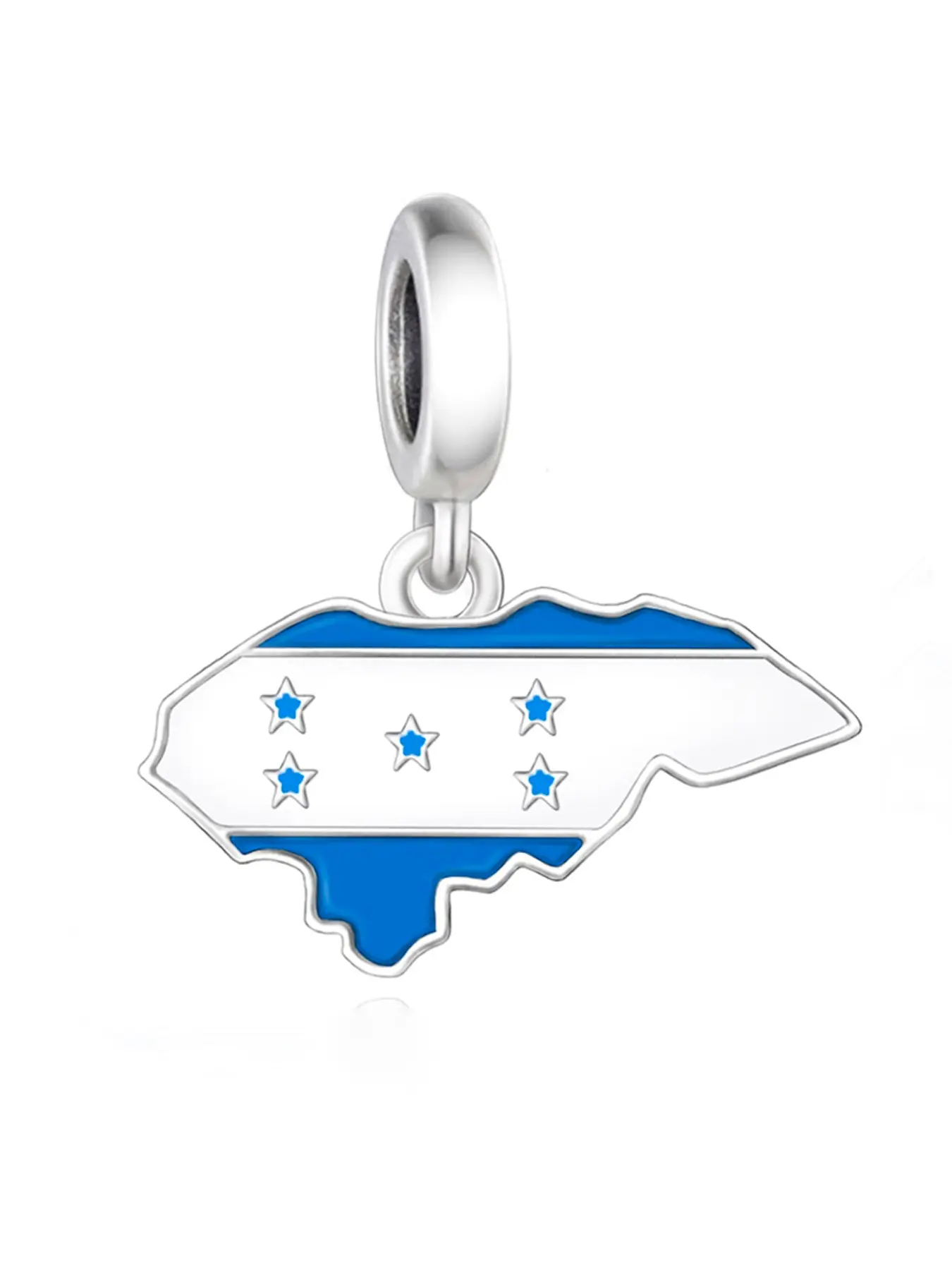 1 Piece 925 Sterling Silver Honduras Map Charm, Resin Craft Bracelet Bead Accessory, Travel Souvenir, Unique Gift Idea