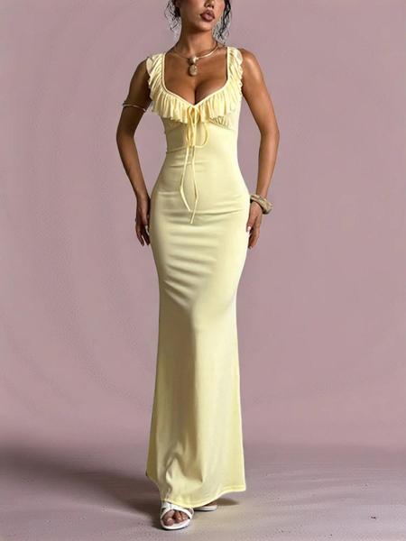 Wowdark Plain Slim-Fitting Backless Dress, Elastic Waistband Design, Sexy Style, Perfect for School & Casual Wear