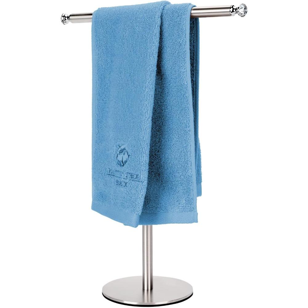 Hand Towel Holder Stand with Crystal knobs, Fingertip Towel Rack, Rust-Proof Accessories For Jewelry Stand-Brushed Nickel
