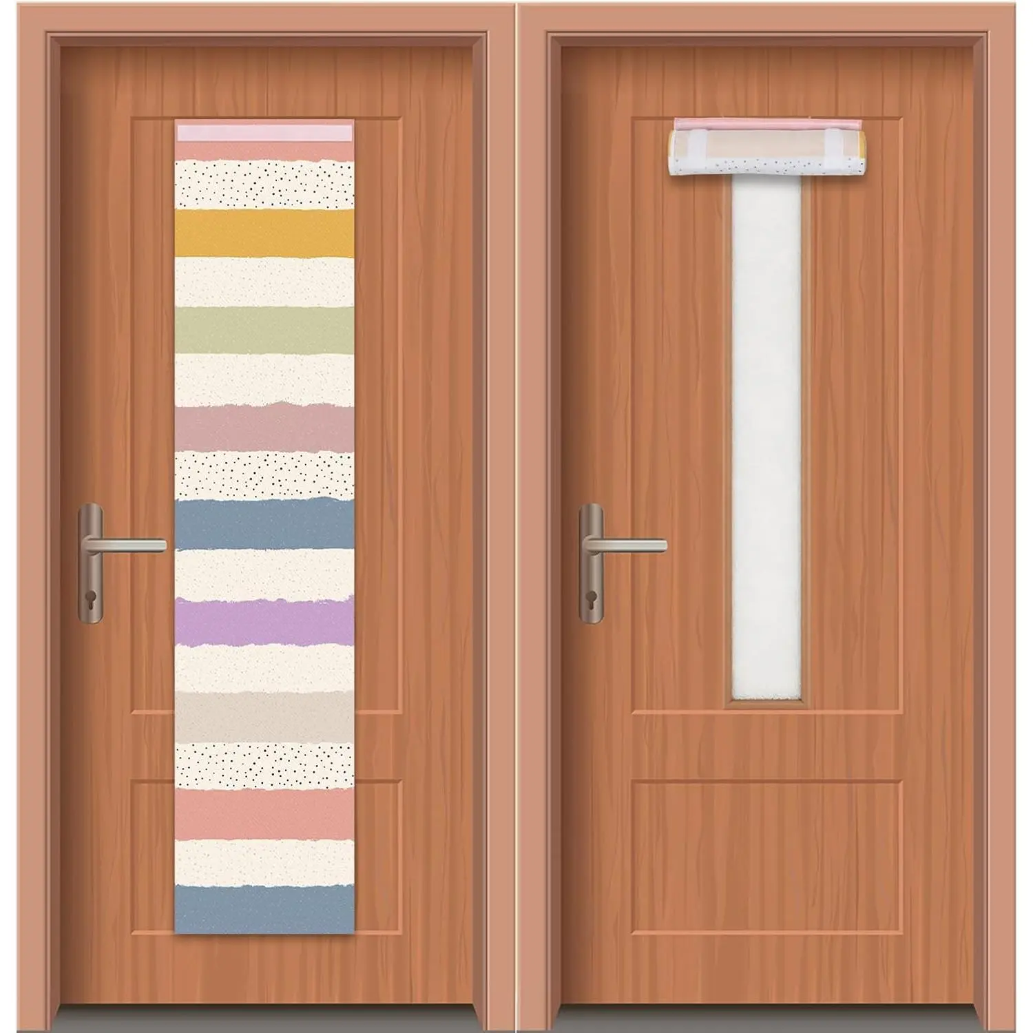 2 PCS Boho Stripes Classroom Curtains for Door Window Decor, Boho Classroom Blackout Door Window Cover Lockdown for Office Kindergarten Primary School Teachers 8.7 X 40inches