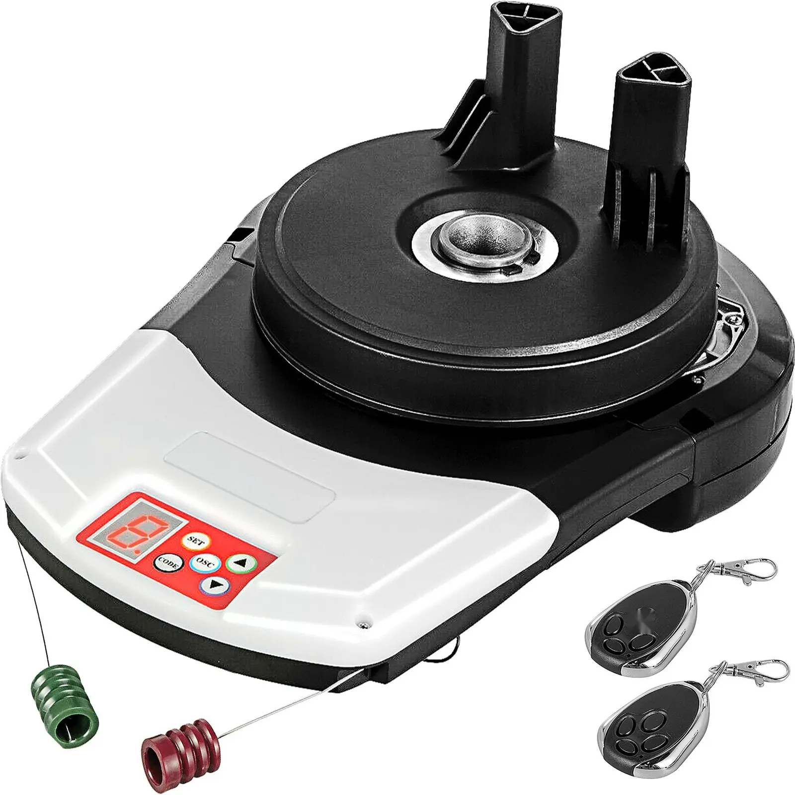 Residential Garage Roller Door Opener Kit Set - 800N Load, 110V Copper Motor, 164Ft Remote Control Range, Obstruction Safe Electric Gate Opener, Includes 2 Remotes, Manual, Wiring, Mounting Hardware, Installation Guide