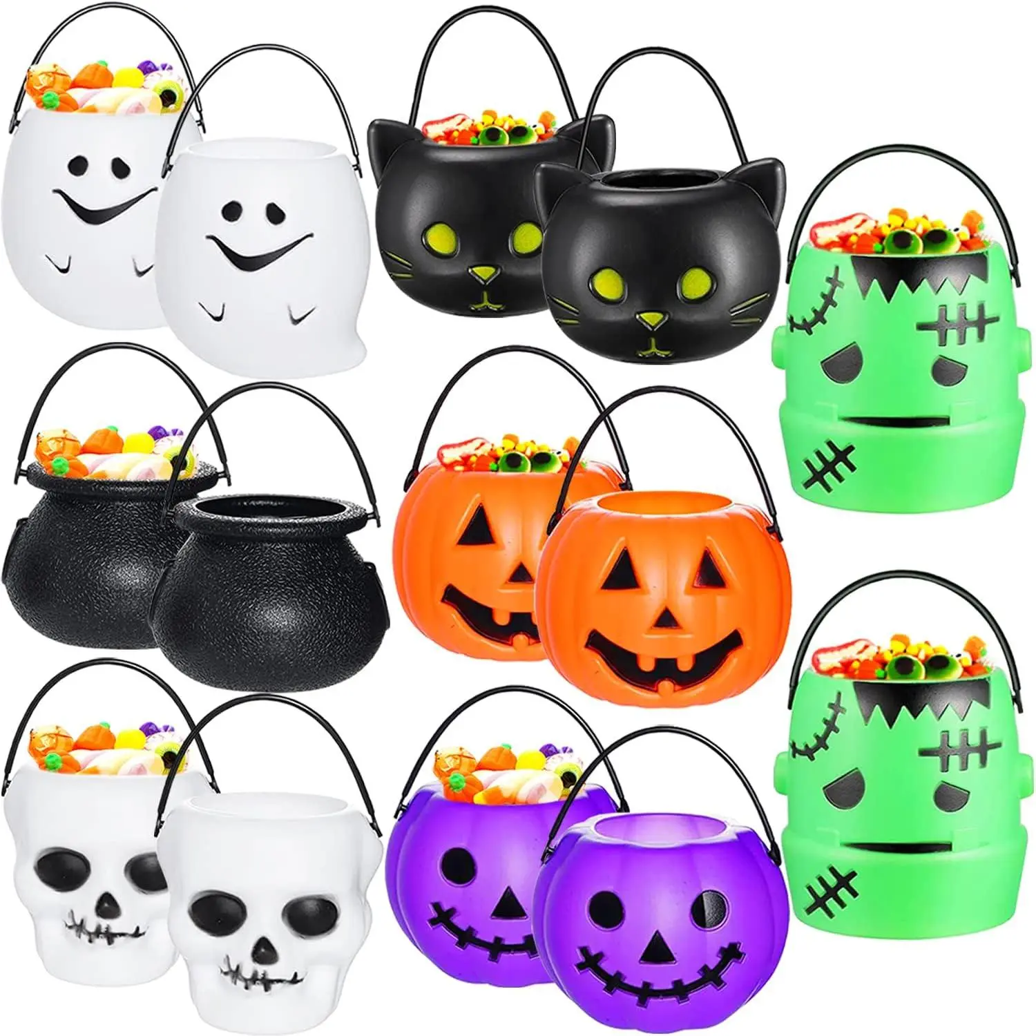 14 count Halloween Candy Bucket,Mini Halloween Candy Holder,pumpkin  cauldron candy bucket for trick or ,Halloween Party Supplies