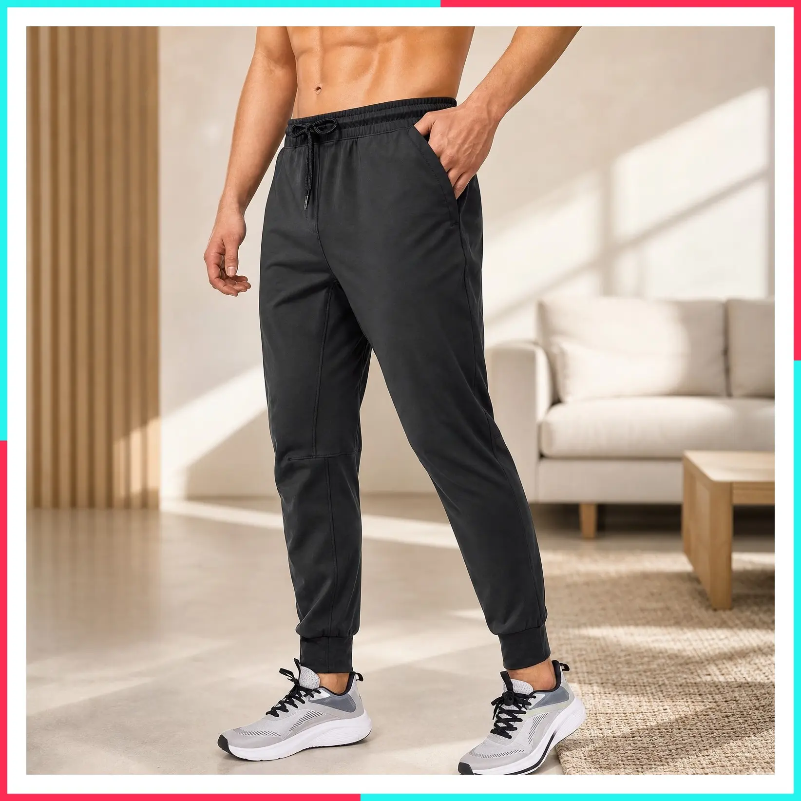 Men's Lightweight Joggers with Zipper Pockets - Athletic Sweatpants for Running, Gym & Track