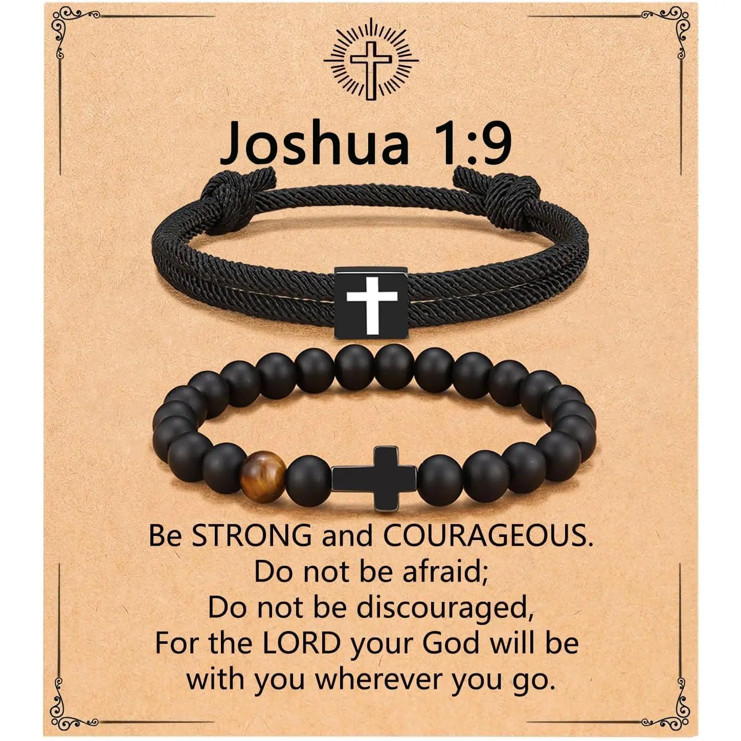2PCS Christian Easter Gifts for Men, Easter Basket Stuffers Cross Bracelet for Men Birthday Confirmation Christian Gifts,Inspirational Faith Based Jesus Bracelets: Clothing, Shoes & Jewelry