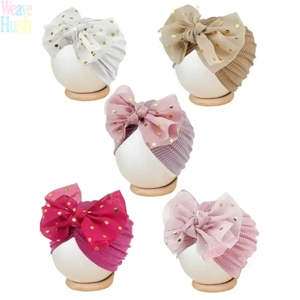 5 Pcs Candy Color Infant Baby Bow Hat For 0-3Y Girls, Stylish Knot Design Princess Headwear, Soft Comfort Hair Accessories, All-Season Hat Suitable For Everyday Daily Wear