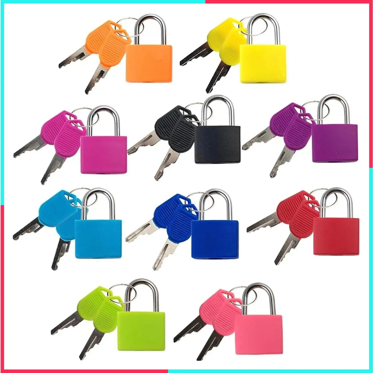 10 Pack Luggage Locks with Keys, Small Metal Padlocks for Suitcases, Lockers, School & Gym