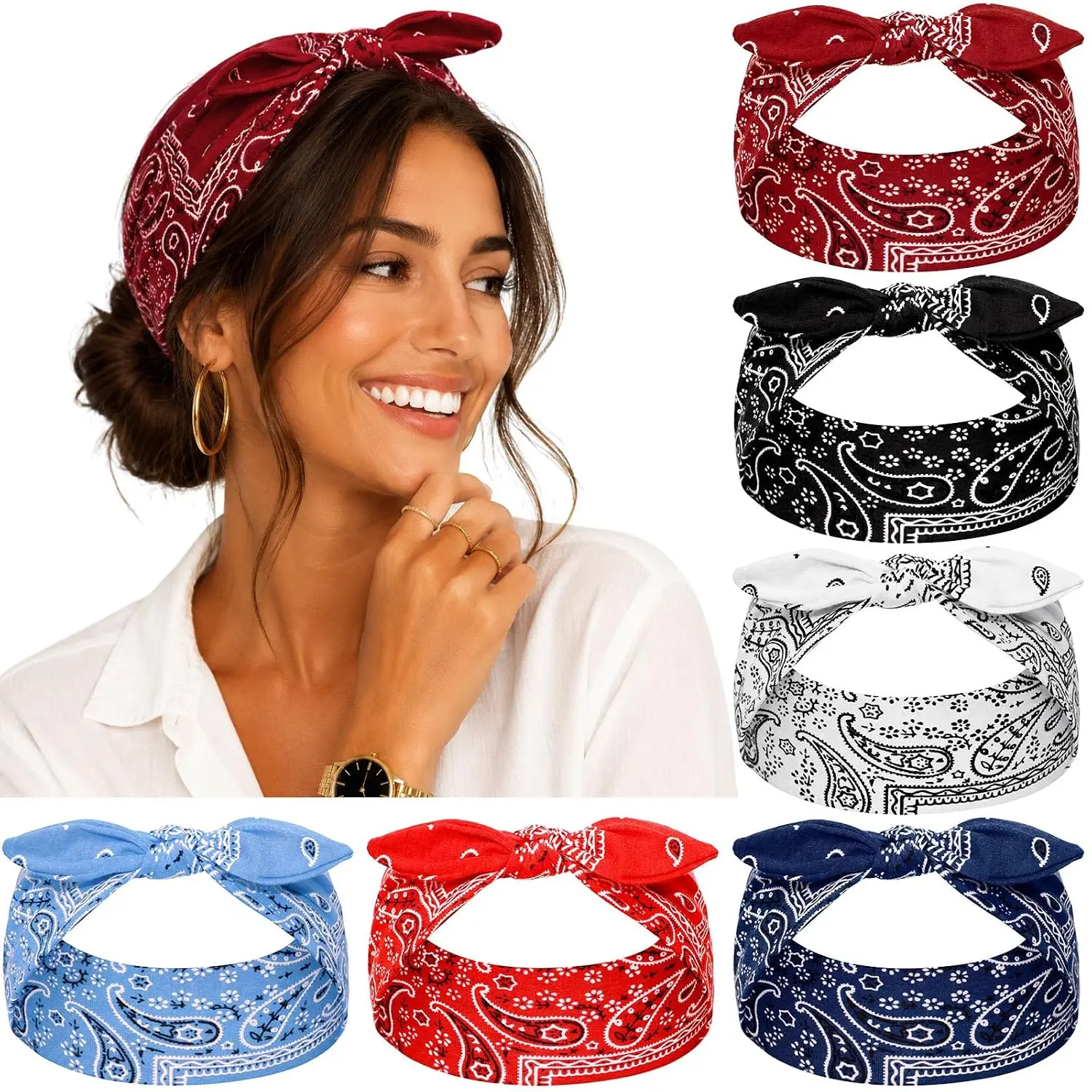 80s 90s Neon Headbands for Women Men - 6 Pack Elastic 90s -Hop  Bands for Women's Hair Soft  Hair Bands for Yoga, Makeup, Workout Fashion Accessories