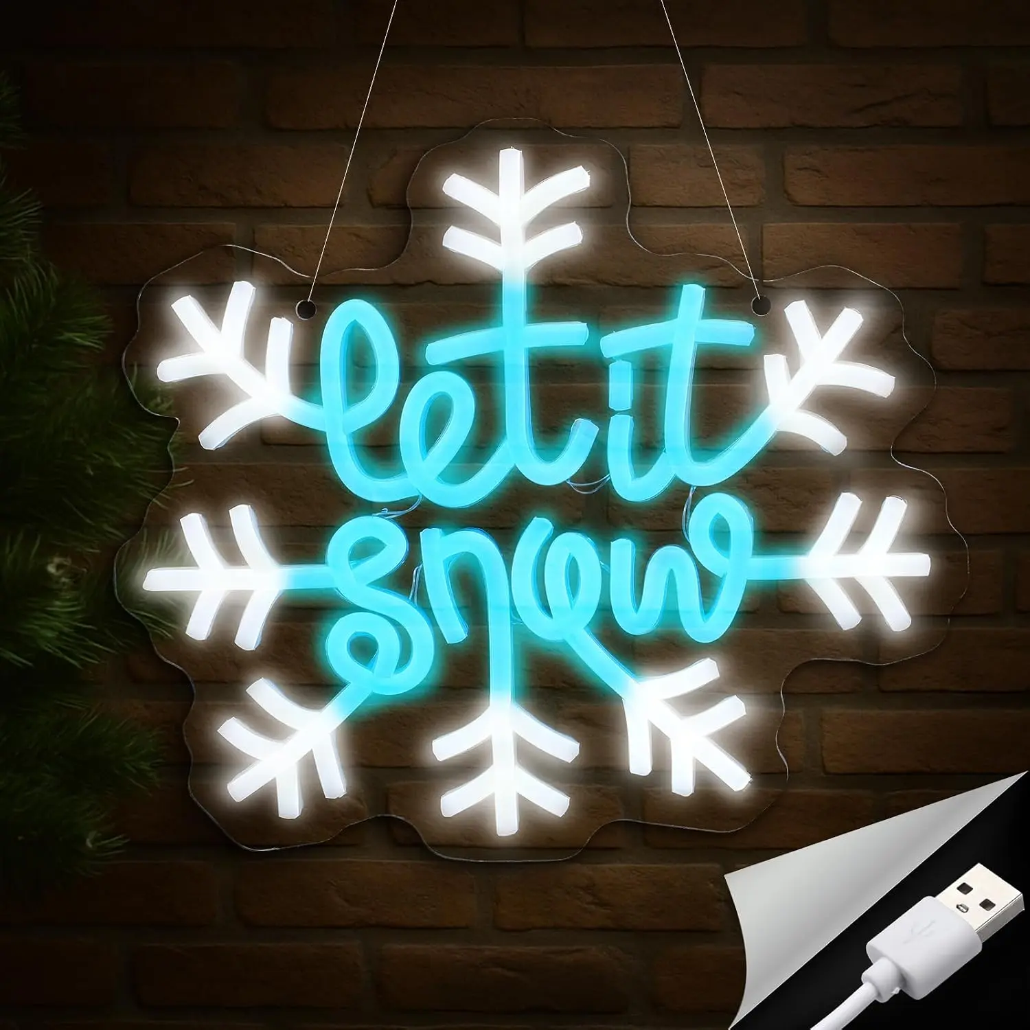 10" Snowflake LED Neon Sign Let It Snow Winter Christmas Decor | USB  for Window Display, Party Backdrop, Holiday Atmosphere, Bedroom Wall Accent,  Xmas  Idea
