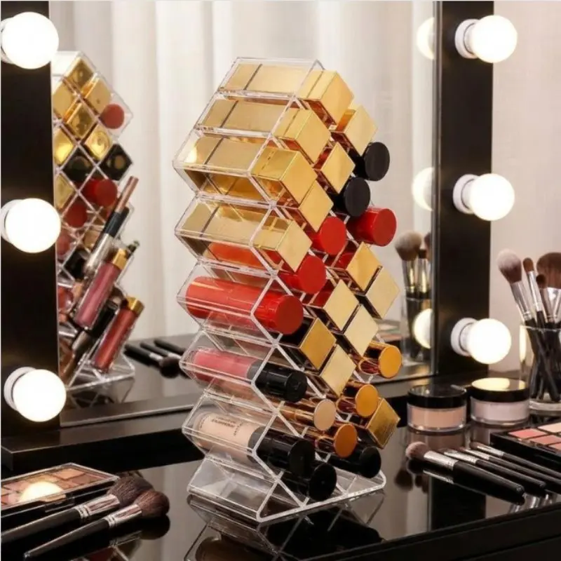 Fish Shaped Vertical Lipstick Organizer Stand Cosmetic Display Holder, Multi Slot Makeup Storage Rack For Lip Gloss, Lip Tint, Lipstick & Lip Balm Desktop Cosmetic Storage Box