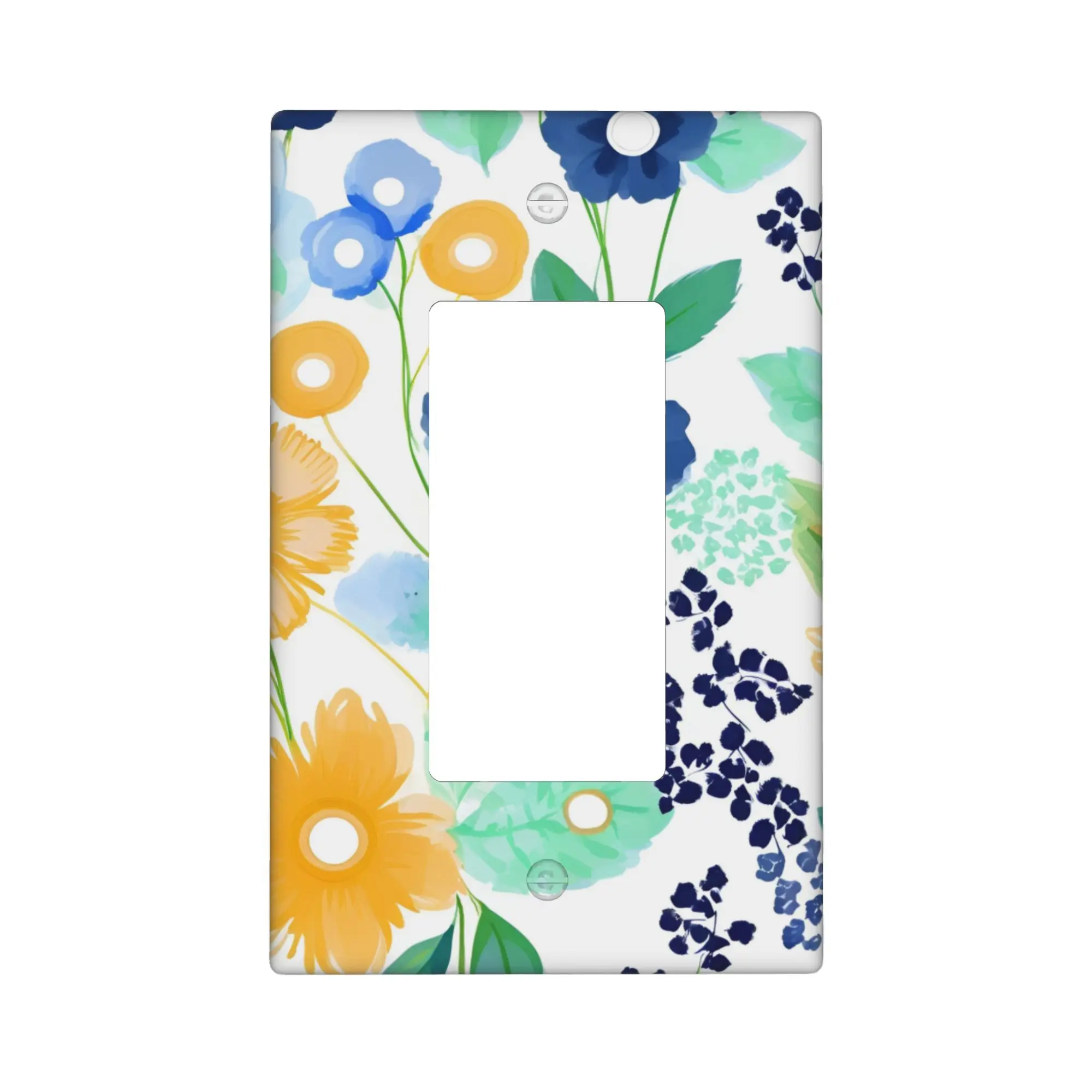 Modern watercolor floral light switch covers decorative decorative switch plates and outlet covers 1 gang rocker wall plate bedroom switch plate kitchen outlet covers living room wall decor rental decoration home office wall plate