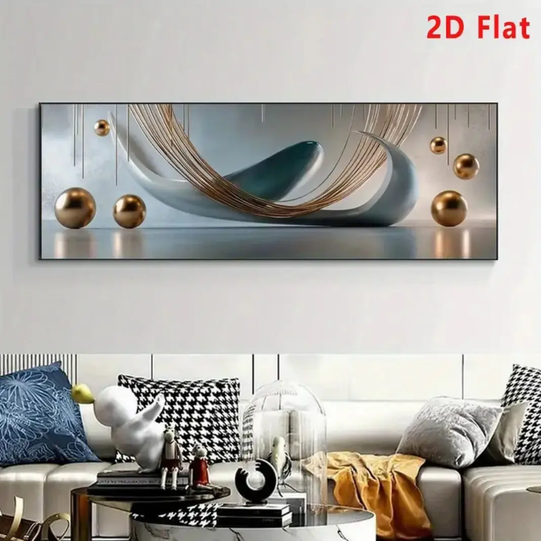 2D Plan, 1pc Large Modern Minimalist Abstract Horizontal Line and Stripe Geometric Poster, Horizontal Canvas Painting, Suitable for Living Room, Bedroom, Office, Kitchen Decoration, Geometric Wall Art - Frameless