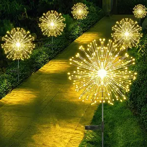Solar-powered ground-mounted fireworks lights, dandelion string lights, outdoor waterproof lawn garden decorative string lights