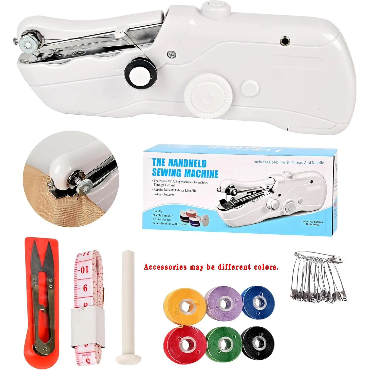 Handheld Sewing Machine, Electric Portable Sewing Machine, Two Speed Modes, Easy Operation, Quick Stitching for Fabric, DIY Home Travel