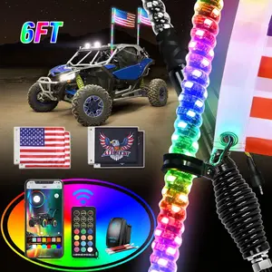 Nilight 2 Pack 6 Foot RGB LED Whip Lights – With App Remote Control | DIY Chasing Patterns | Turn Signal Brake Light Function | IP68 Waterproof | Fits ATV UTV RZR Can-Am Jeep car welcome dealsforyoudays ambient, Off Road Lights, Multifunctional Car Led