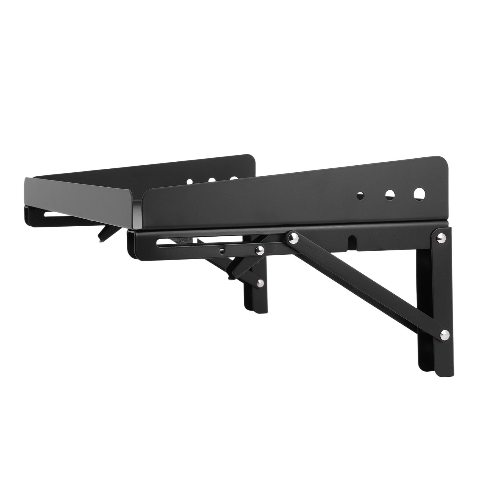 2 Pack Wall Mounted Folding Storage Rack Shelves Heavy Duty Adjustable Rail Shelf with Lip for Garage Kitchen Laundry Room Workshop