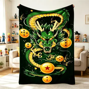 Dragon Ball Shenron Flannel Blanket, Anime Plush Fleece Throw for Adults Kids, Ultra Soft Warm Lightweight All Season Blanket for Sofa Bed Travel Fan Gift