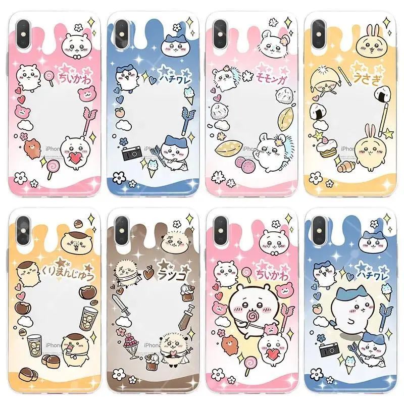 Chiikawa Cute Hot Hachiware Usagi‌ Momonga Transparent Phone Cases For iPhone 17 Promax Pro Air 16 Plus 15 14 13 12 11 Candy Colorful Shockproof Protective Cover Gift For Birthday Christmas Halloween