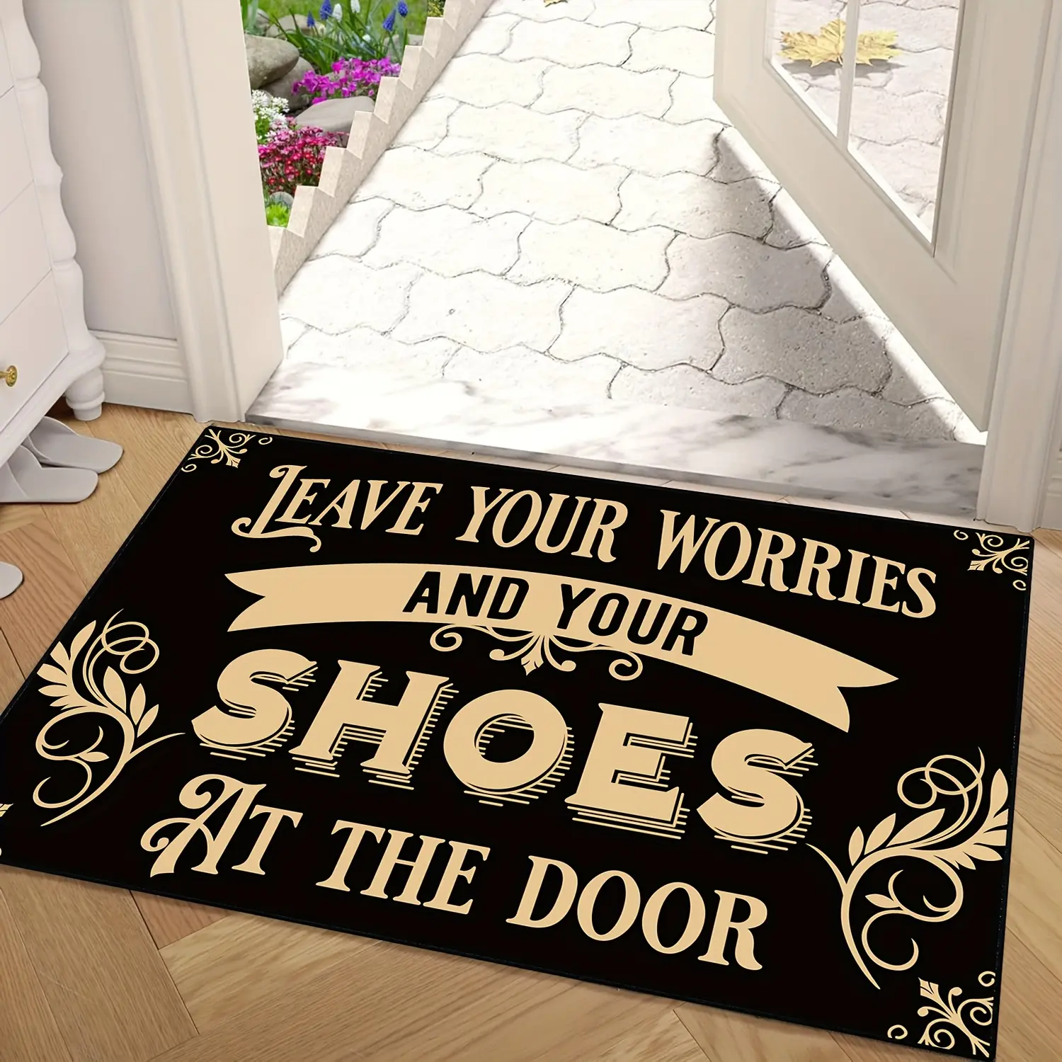 Durable Abstract Pattern Doormat (32x20 inch & 24x16 inch) - Rubber, Soft, Stain Resistant, Anti-Slip Traction Front Door Decor, All-Season Machine Washable Entrance Carpet, Indoor Household Textile