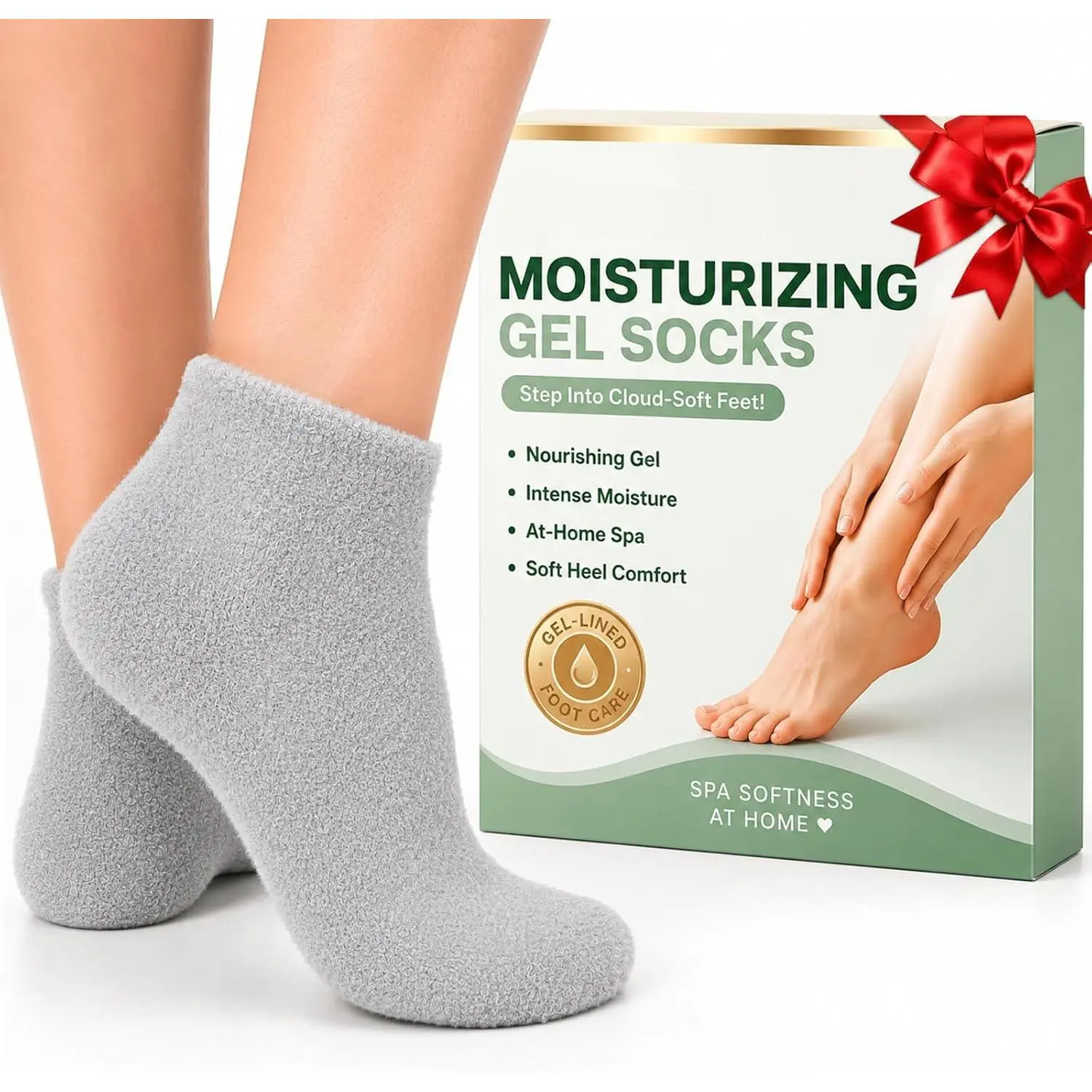 Moisturizing Socks for Dry Cracked Feet, Silicone Socks for Foot Spa(Size 9-11), Gel Socks for Foot Care Overnight, Aloe Socks Heel Protector for Cracked Heel Treatment, Self Care Gifts for Women