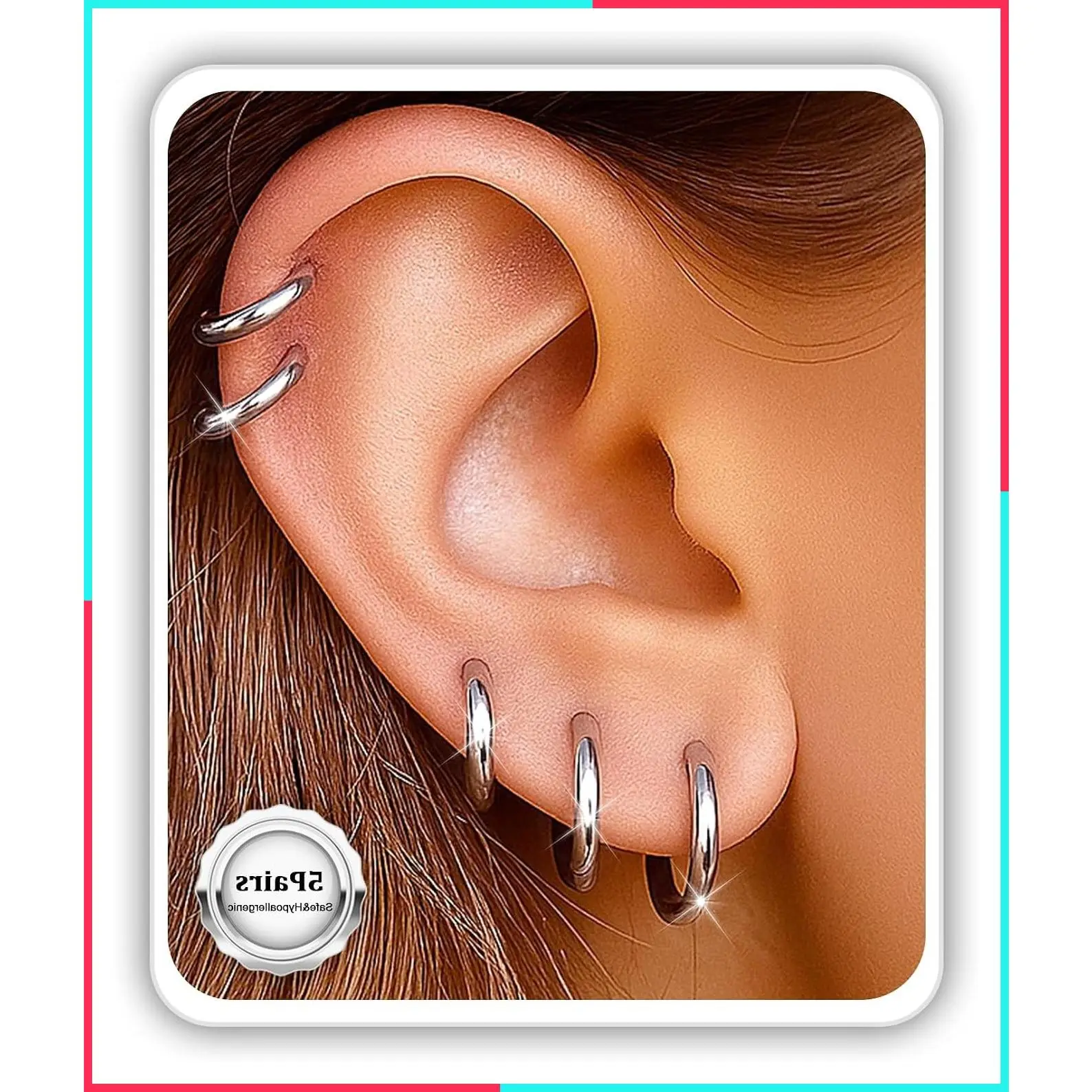 Huggie Hoop Earrings & Flat Back Studs for Women Men, 6mm-14mm Small Hoops for Cartilage Helix Tragus Lobe, 1-10 Pairs Multiple Piercing Jewelry Set for Sensitive Ears