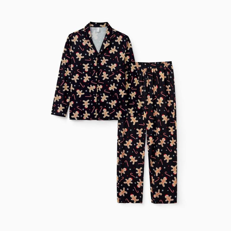 PatPat Christmas Pajamas Soft & Stretchy Family Matching  Long Sleeve Sets Gingerbread Patterned Sleepwear for Women Men Couples Adult Kids,Cute Pajama,Cozy Pajamas ,Flame Resistant,autumntok,wintertok,BFCM Early Bird