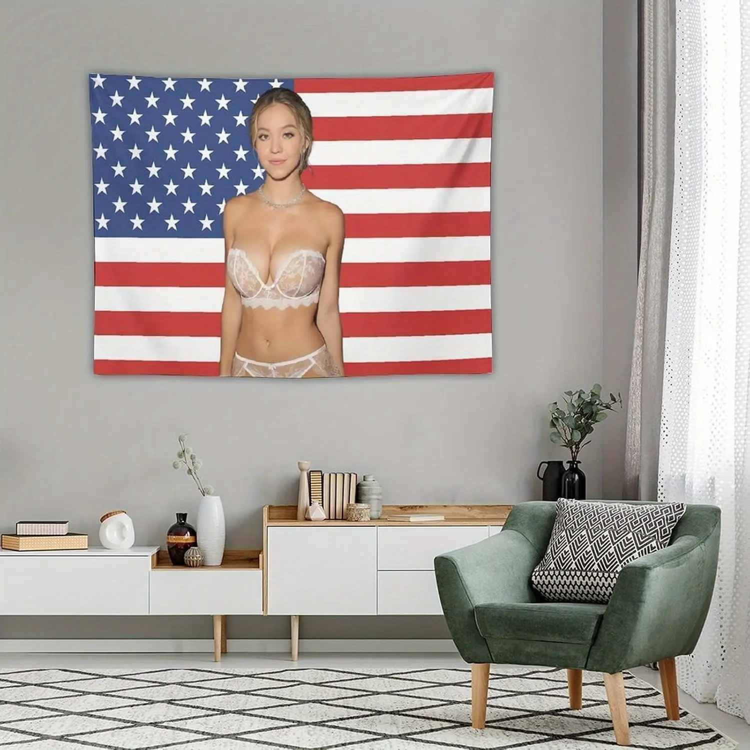 MAOQIANMAN Actor Sweeney Portrait Aesthetic Print Tapestry Wall Hanging Flag - Multi-Size Home Decor for Dorms, Party Decor, 40x60in & 51x60in Options