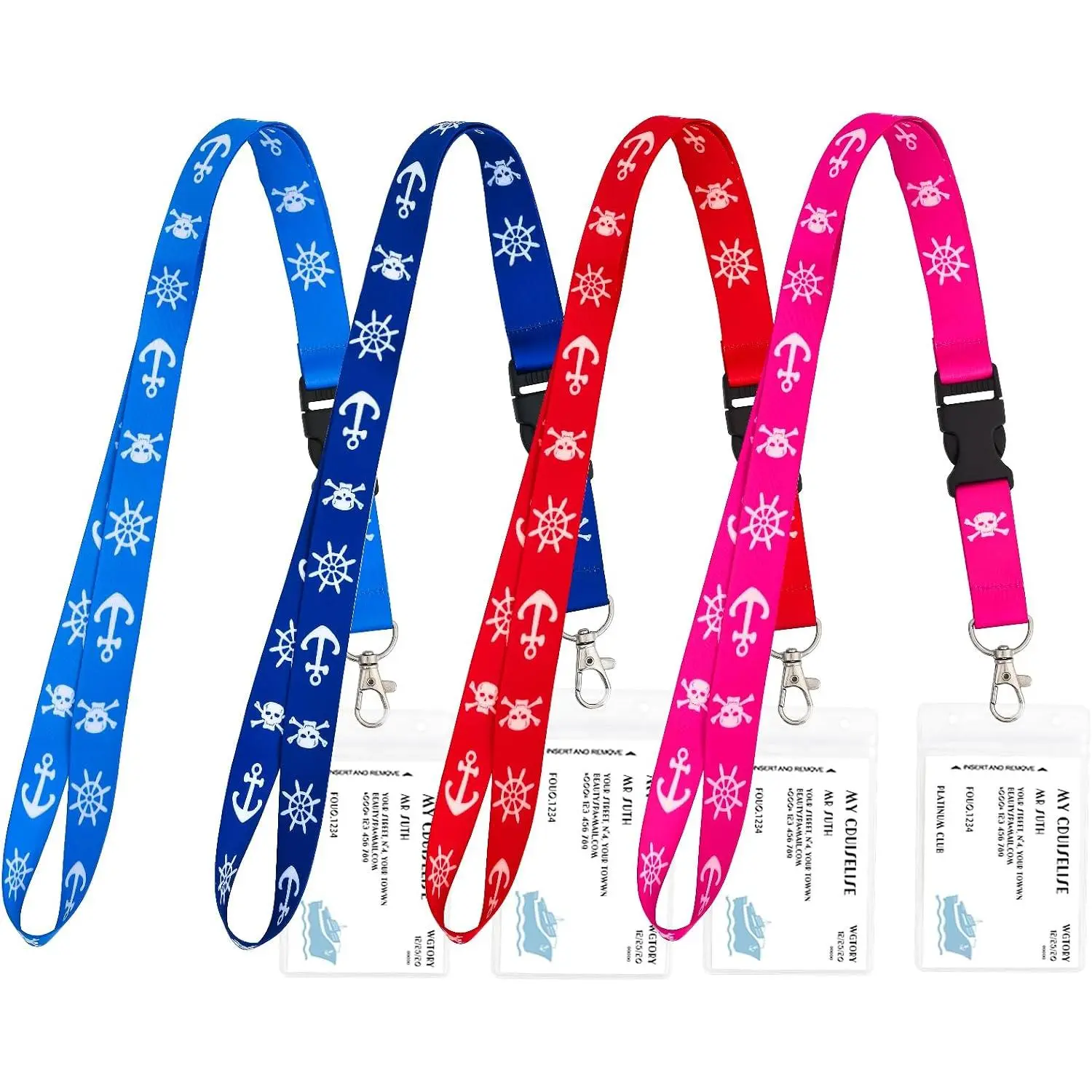 Cruise Lanyards, 4 Pack  Lanyards with ID Badge Reel Holder, Detachable Buckle for Ship Key Cards, Cruise Ship Essentials