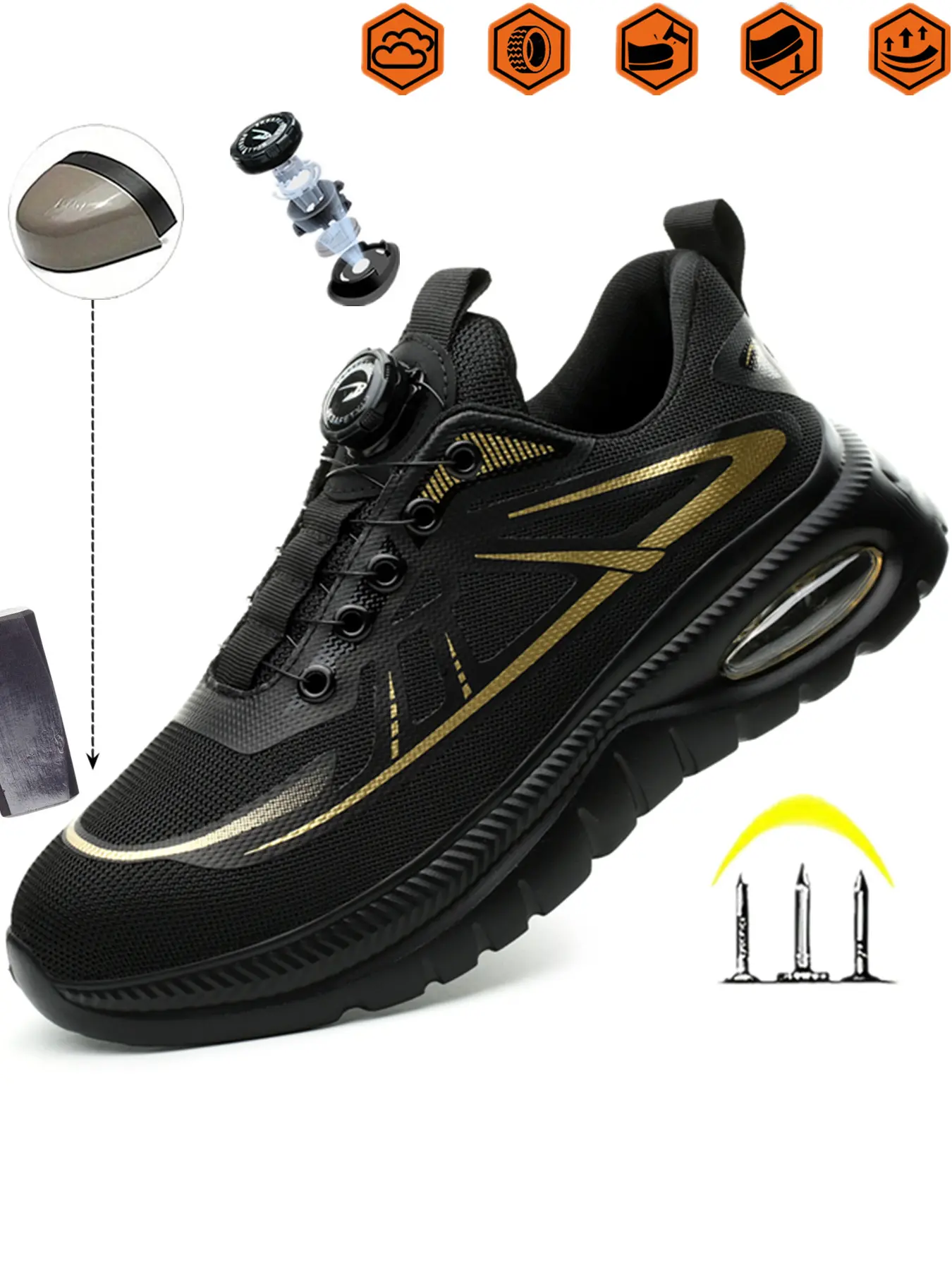 Men's and Women's High-Quality Safety Shoes, Comfortable Steel Toe Design, Thick Kevlar, Anti-Puncture, Durable Rubber Sole, Slip-On Style, Protective Work Shoes, Work Safety Footwear