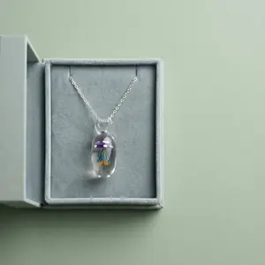 Dreamy Capsule Glass Jellyfish Pendant, Handmade Ocean Style DIY Charm (Cord Not Included)