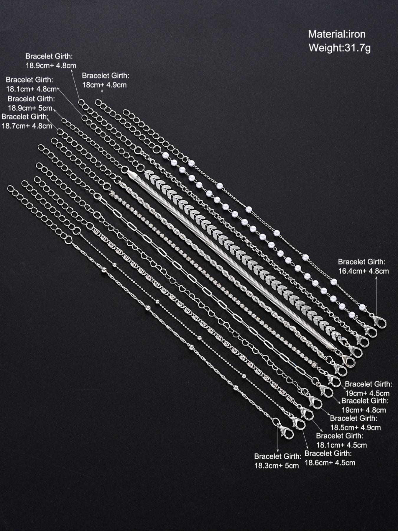 Women's Fashion Boho Style Bracelet Set, Layered Bracelet Set, & Silver Zinc Alloy Chain Jewelry for Women Daily Wear Accessories